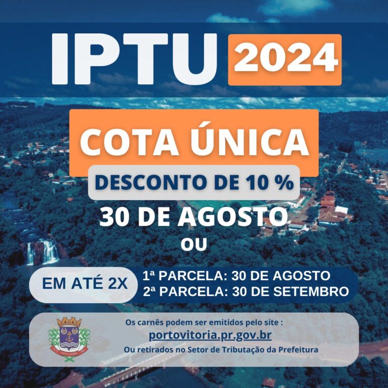 Contribuinte de Porto Vitória pode pagar IPTU até dia 30 de agosto